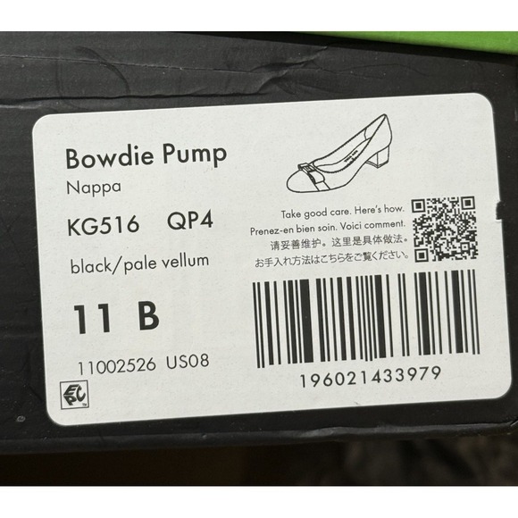 Kate Spade New York Bowdie Leather‎ Pumps US 11 B KG516 Black Pale Vellum - Picture 3 of 7